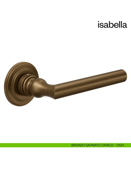 Maniglia per porta Isabella dnd Handles con rosetta artistica bronzo satinato opaco