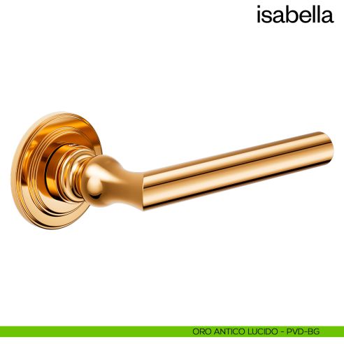 Maniglia per porta Isabella dnd Handles con rosetta artistica oro antico lucido