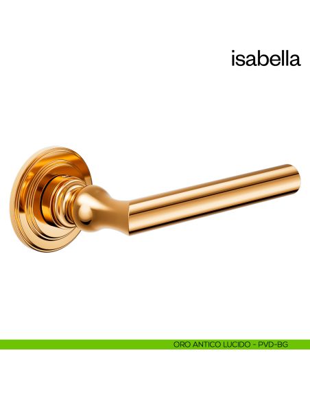 Maniglia per porta Isabella dnd Handles con rosetta artistica oro antico lucido