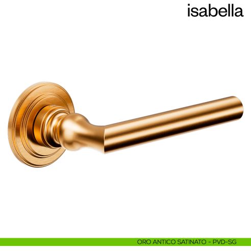 Maniglia per porta Isabella dnd Handles con rosetta artistica oro antico satinato