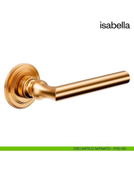 Maniglia per porta Isabella dnd Handles con rosetta artistica oro antico satinato