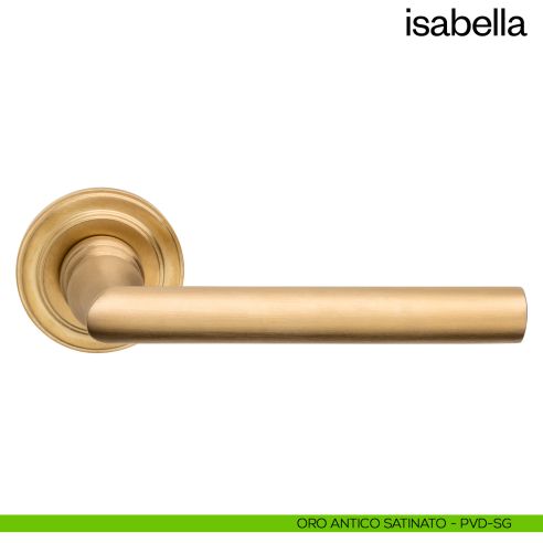 Maniglia per porta Isabella dnd Handles con rosetta artistica oro champagne satinato