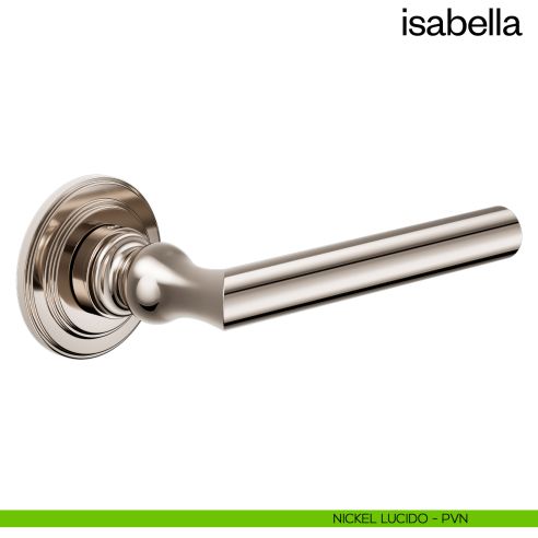 Maniglia per porta Isabella dnd Handles con rosetta artistica nickel lucido