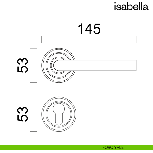Maniglia per porta Isabella dnd Handles con rosetta artistica foro yale