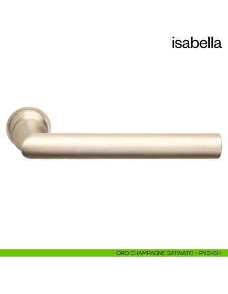Maniglia per porta Isabella dnd handles con rosetta minimale Unico oro champagne satinato