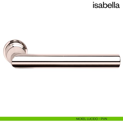 Maniglia per porta Isabella dnd handles con rosetta minimale Unico nickel lucido