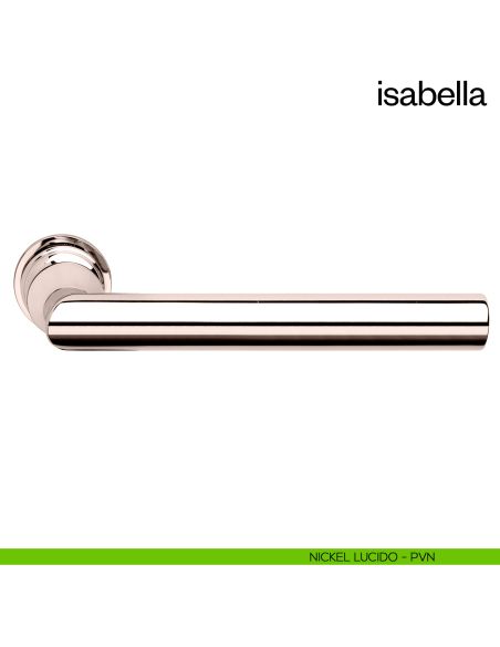 Maniglia per porta Isabella dnd handles con rosetta minimale Unico nickel lucido