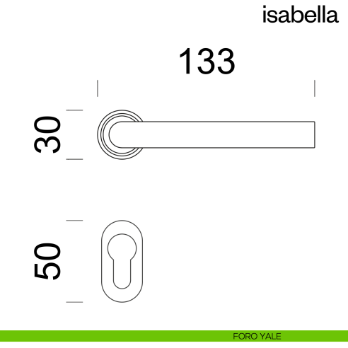 Maniglia per porta Isabella dnd handles con rosetta minimale Unico foro yale