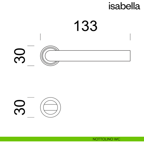 Maniglia per porta Isabella dnd handles con rosetta minimale Unico nottolino wc