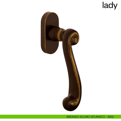Maniglia per finestra martellina DK Lady dnd Handles bronzo scuro sfumato