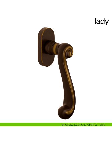 Maniglia per finestra martellina DK Lady dnd Handles bronzo scuro sfumato