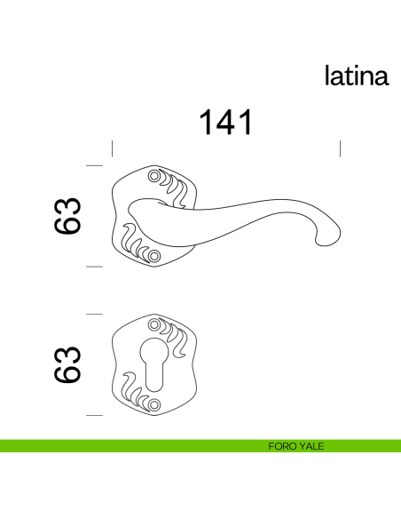 Maniglia per porta Latina dnd Handles foro yale