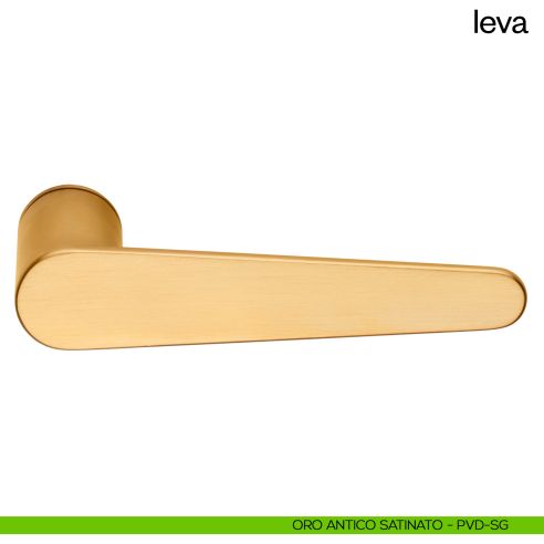 Maniglia per porta Leva dnd Handles con rosetta minimale oro antico satinato
