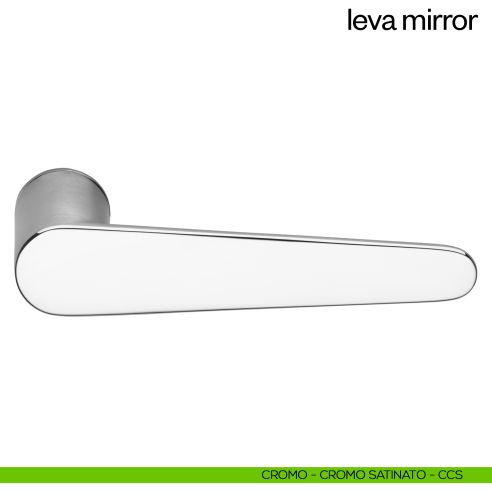 Maniglia per porta Leva Mirror dnd Handles con rosetta minimale cromo - cromo satinato