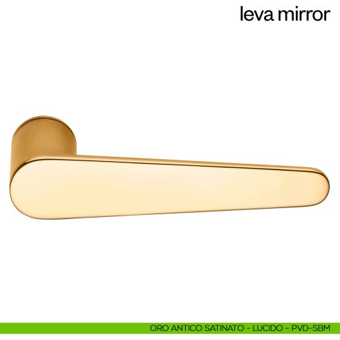 Maniglia per porta Leva Mirror dnd Handles con rosetta minimale oro antico satinato - lucido