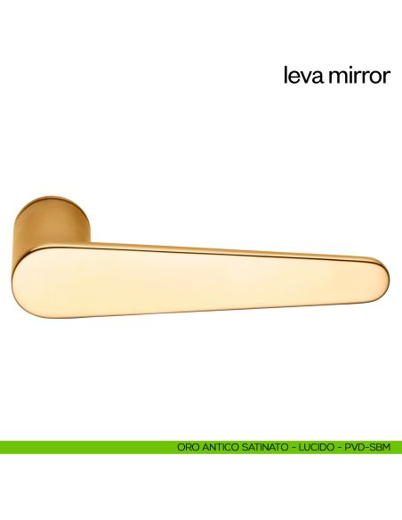 Maniglia per porta Leva Mirror dnd Handles con rosetta minimale oro antico satinato - lucido