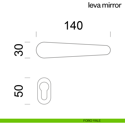 Maniglia per porta Leva Mirror dnd Handles con rosetta minimale foro yale