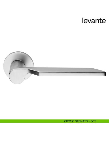 Maniglia per porta Levante dnd handles con rosetta fine cromo satinato