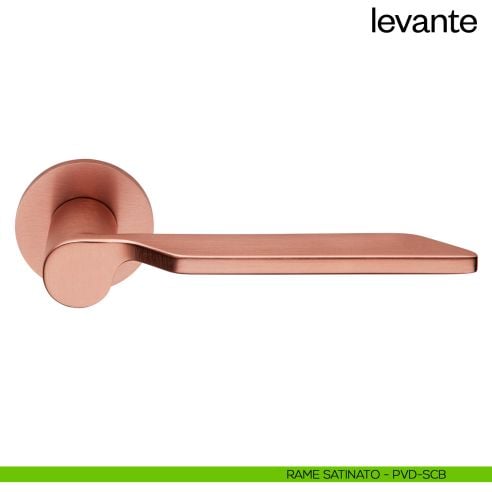 Maniglia per porta Levante dnd handles con rosetta fine rame satinato