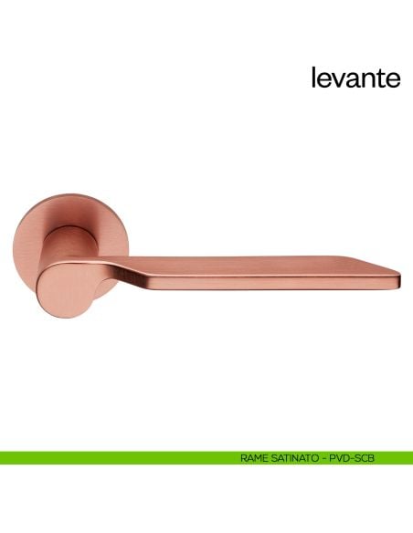 Maniglia per porta Levante dnd handles con rosetta fine rame satinato