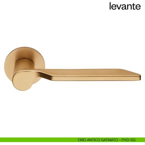 Maniglia per porta Levante dnd handles con rosetta fine oro antico satinato