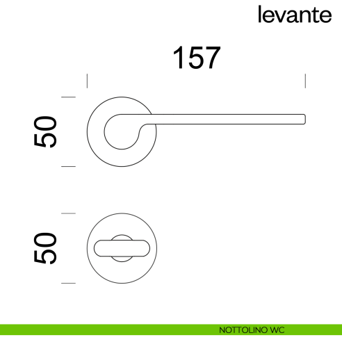 Maniglia per porta Levante dnd handles con rosetta fine nottolino wc