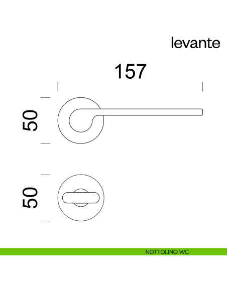 Maniglia per porta Levante dnd handles con rosetta fine nottolino wc