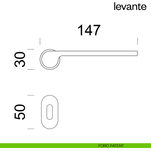 Maniglia per porta Levante dnd handles con rosetta minimale Unico foro patent