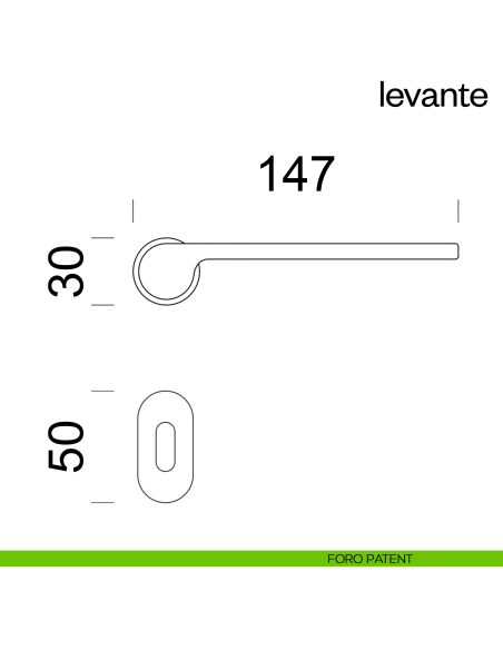 Maniglia per porta Levante dnd handles con rosetta minimale Unico foro patent