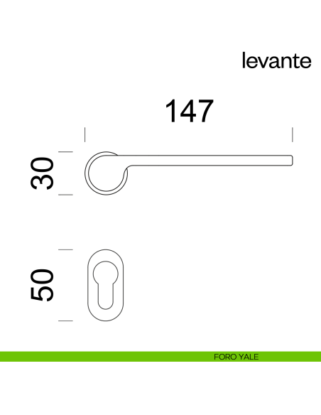Maniglia per porta Levante dnd handles con rosetta minimale Unico foro yale
