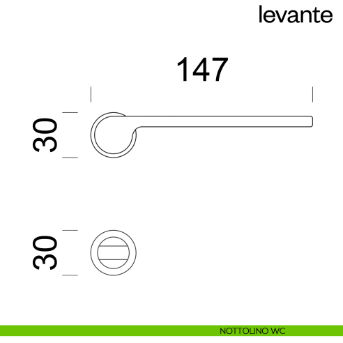 Maniglia per porta Levante dnd handles con rosetta minimale Unico nottolino wc