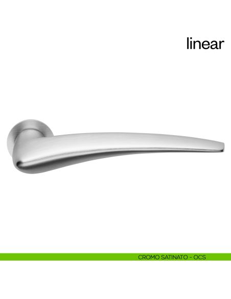 Maniglia per porta Linear dnd Handles con rosetta minimale Unico cromo satinato