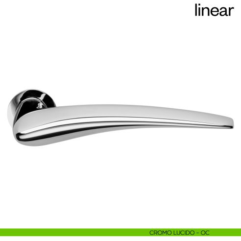 Maniglia per porta Linear dnd Handles con rosetta minimale Unico cromo lucido