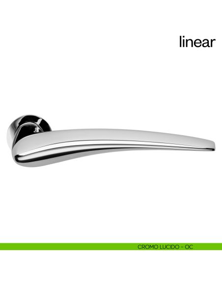Maniglia per porta Linear dnd Handles con rosetta minimale Unico cromo lucido