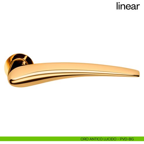 Maniglia per porta Linear dnd Handles con rosetta minimale Unico oro antico lucido