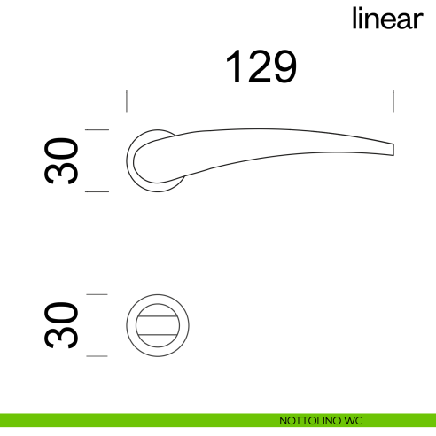 Maniglia per porta Linear dnd Handles con rosetta minimale Unico nottolino wc