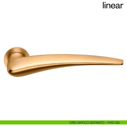 Maniglia per porta Linear dnd Handles con rosetta minimale Unico oro antico satinato