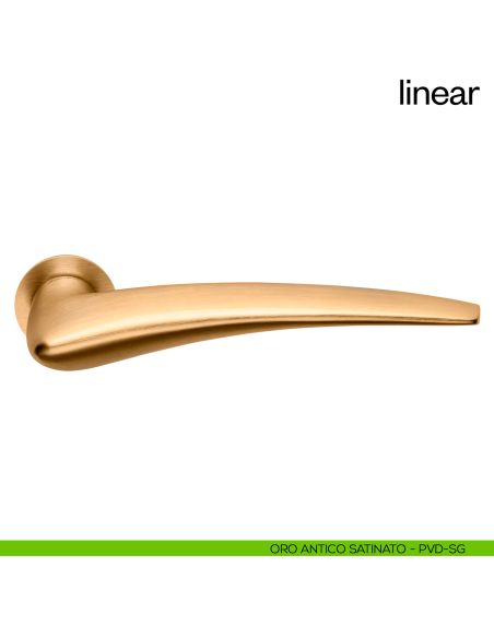 Maniglia per porta Linear dnd Handles con rosetta minimale Unico oro antico satinato