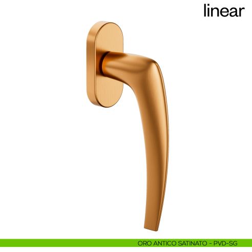 Maniglia per finestra martellina DK Linear dnd PVD oro antico satinato