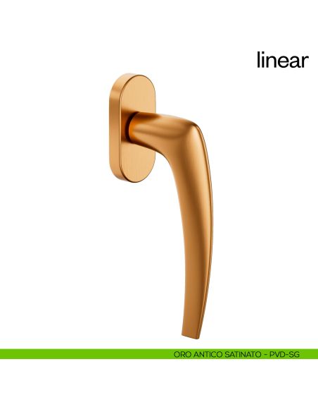 Maniglia per finestra martellina DK Linear dnd PVD oro antico satinato