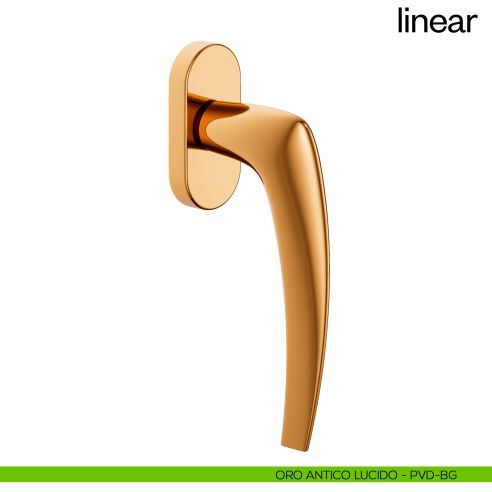Maniglia per finestra martellina DK Linear dnd PVD oro antico lucido