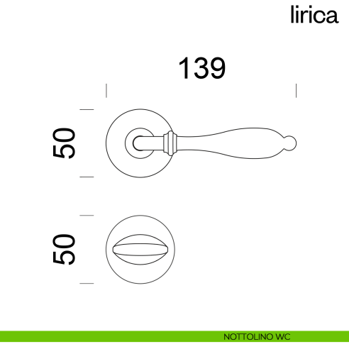 Maniglia per porta Lirica dnd Handles nottolino wc