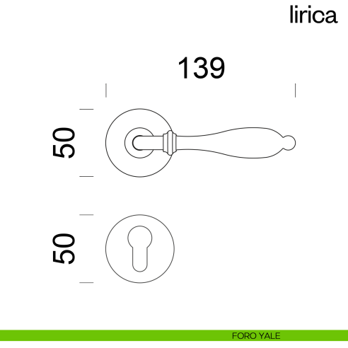 Maniglia per porta Lirica dnd Handles foro yale
