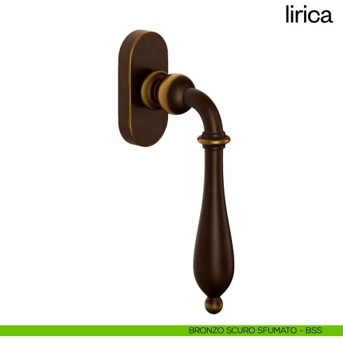 Maniglia per finestra martellina DK Lirica dnd Handles bronzo scuro sfumato