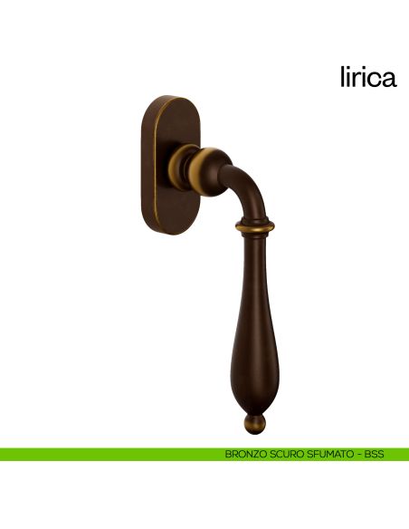 Maniglia per finestra martellina DK Lirica dnd Handles bronzo scuro sfumato