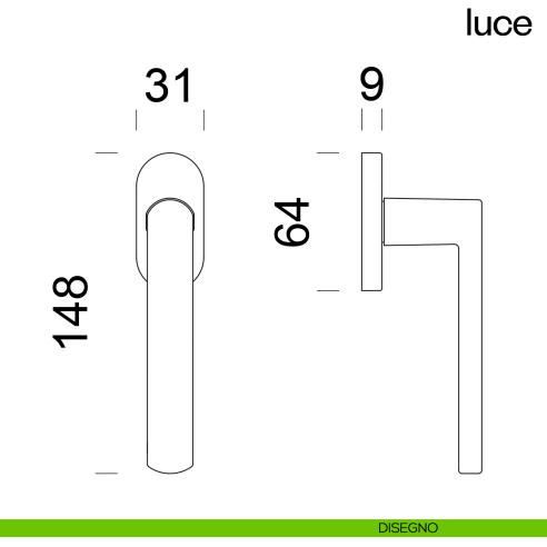 Maniglia per finestra martellina DK Luce dnd disegno