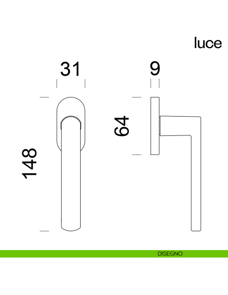 Maniglia per finestra martellina DK Luce dnd disegno