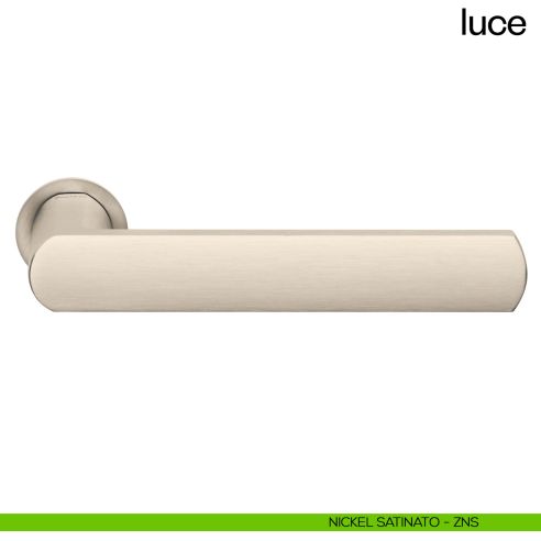Maniglia per porta Luce dnd handles con rosetta minimale Unico nickel satinato