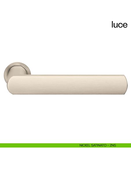 Maniglia per porta Luce dnd handles con rosetta minimale Unico nickel satinato