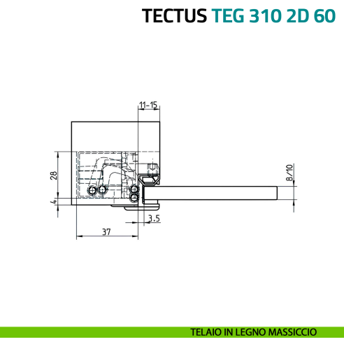 Cerniera per porta in vetro Simonswerk Tectus Glass TEG 310 2D 60 portata 60 kg - telaio in legno massiccio